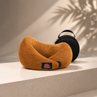 TRYCARE TravelEase memory foam travel neck pillow in saddle brown